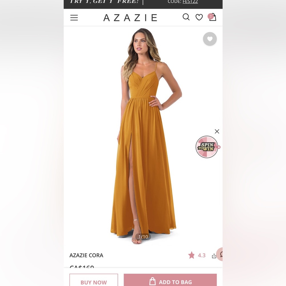 Bridesmaid dress from Azazie.com. Size 2 (see photos for size chart).